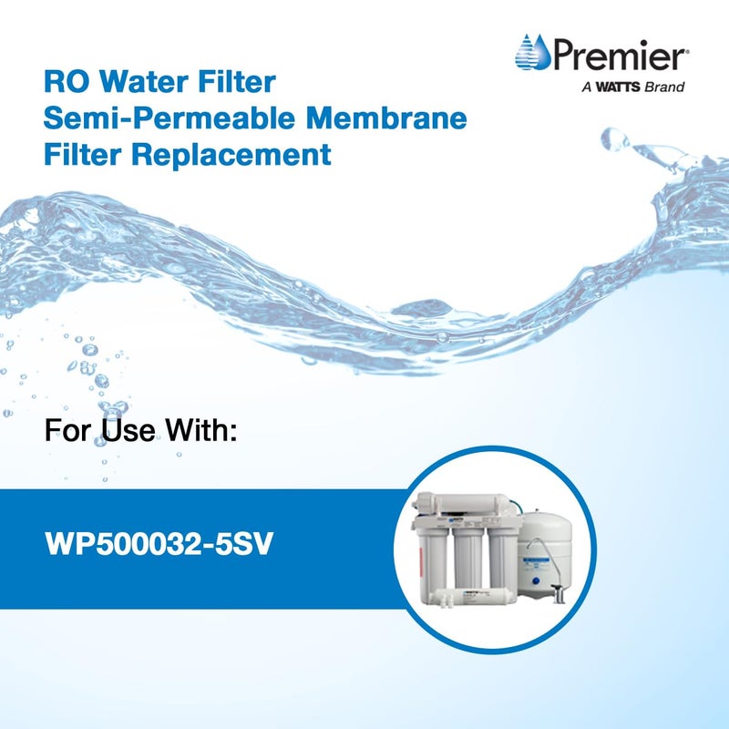 Watts Premier RO Water Filter 50 GPD (Gallons Per Day) Semi-Permeable Membrane Replacement for Premier Standard Reverse Osmosis System, Yellow, Built-In Check Valve, 1.8" Dia x 10.75" L, 1-Pack - Image 3